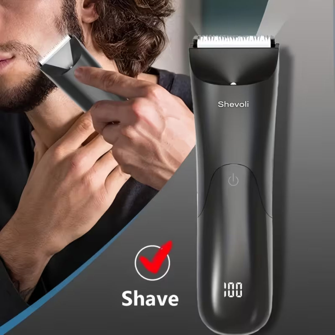 Professional Body Hair Trimmer – Ceramic Blade Groomer with LCD Display & 2 Guards