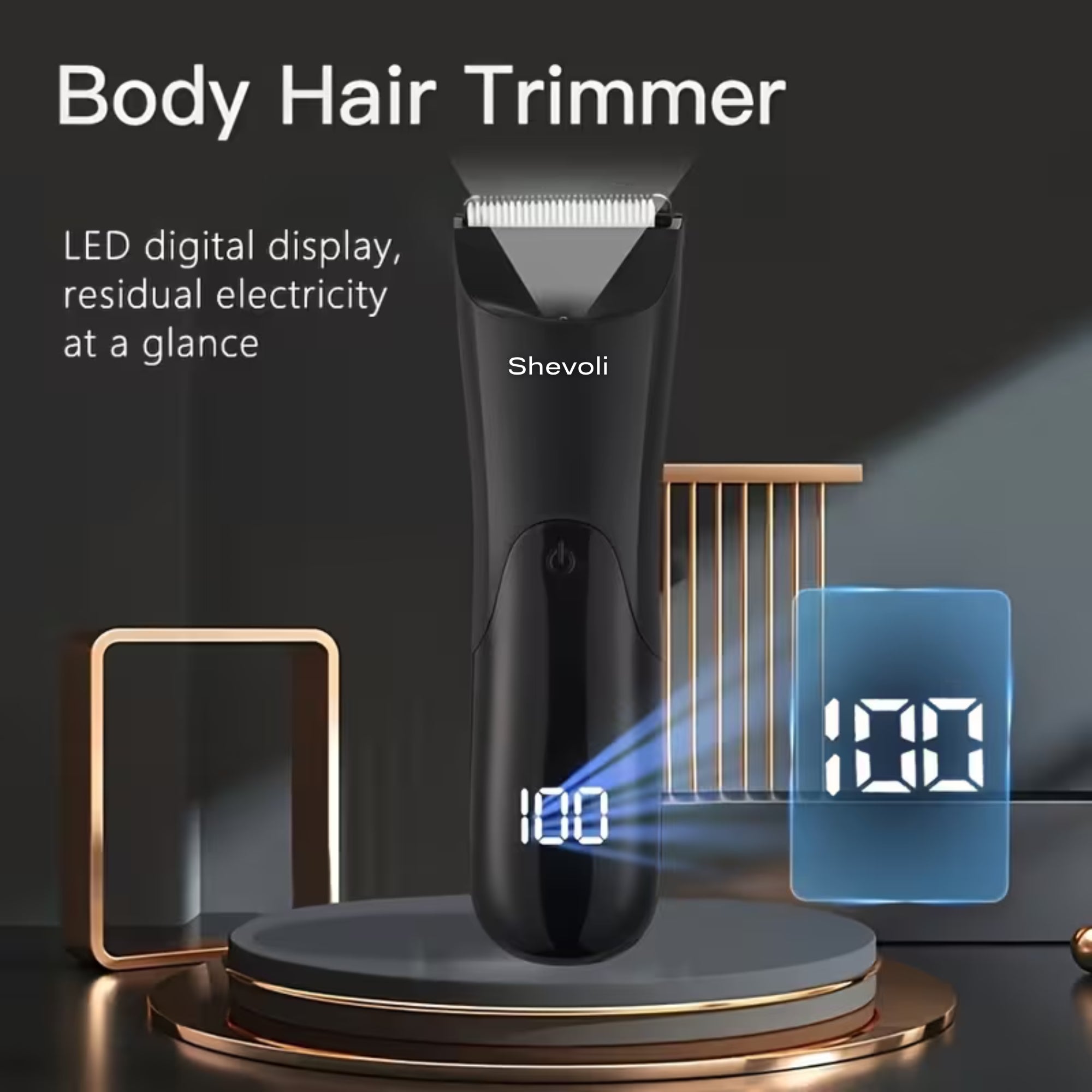 Professional Body Hair Trimmer – Ceramic Blade Groomer with LCD Display & 2 Guards