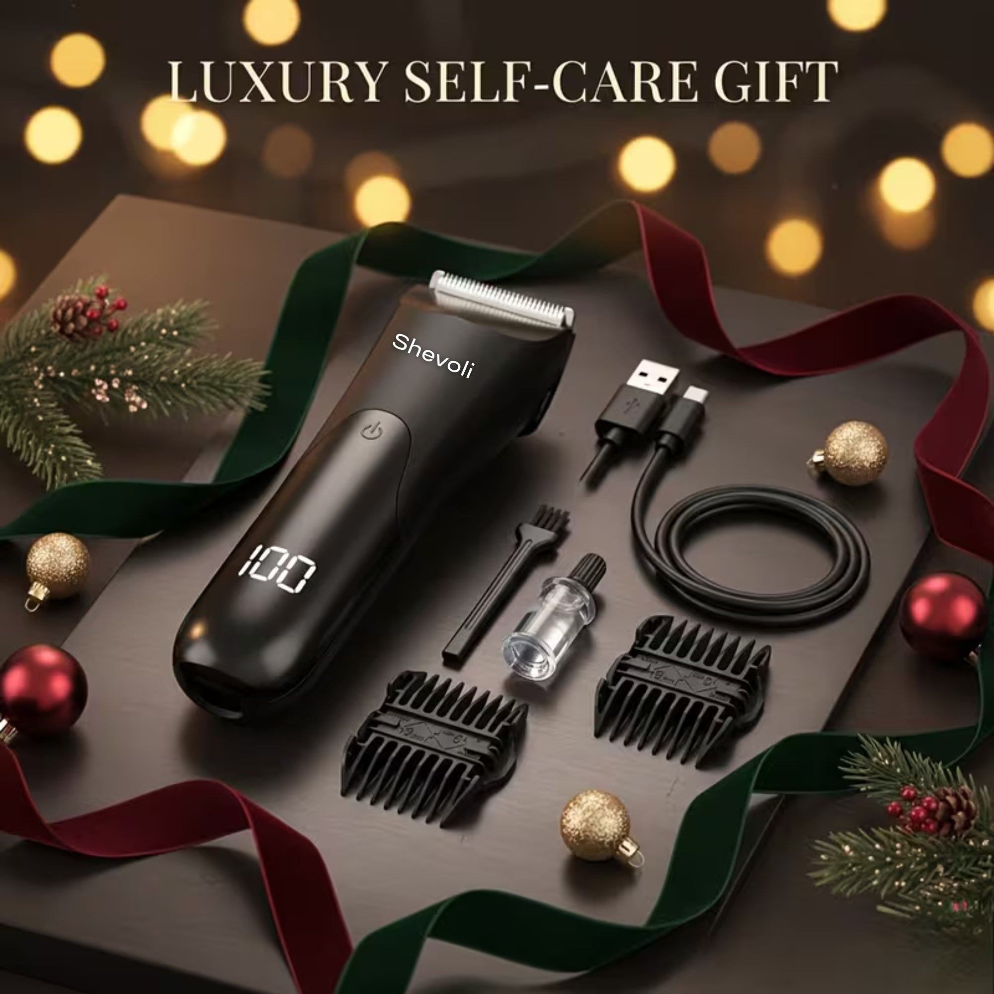 Professional Body Hair Trimmer – Ceramic Blade Groomer with LCD Display & 2 Guards