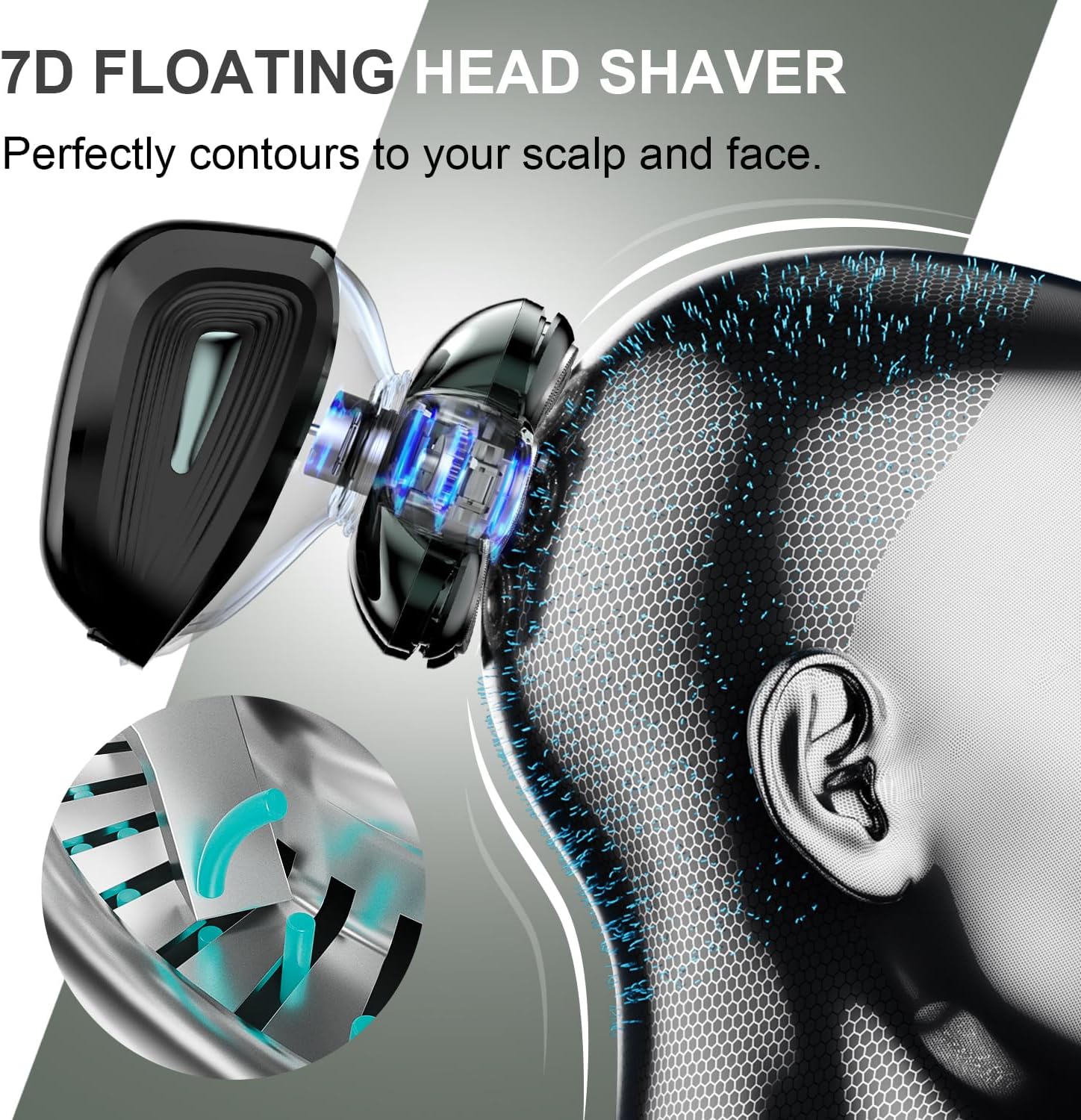 7D Electric Bald Head Shaver for Men | 5-in-1 Multifunctional Grooming Kit with LED Display, Type-C Fast Charging & IPX7 Waterproof Design