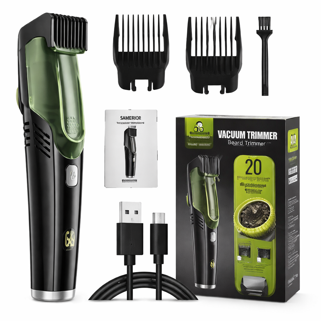 Cordless Beard Trimmer with Built-In Vacuum