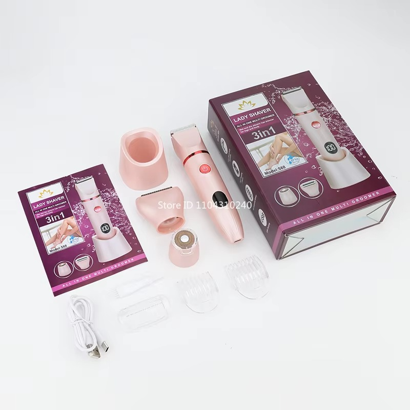 Dispositivo de depilación 3 en 1 – Depiladora eléctrica, recortador de bikini y rasuradora femenina